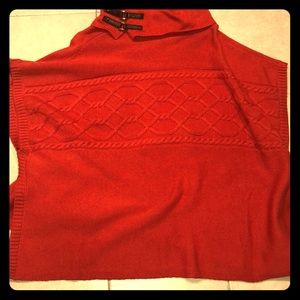 Cable knit poncho size s/m color: blaze with tag